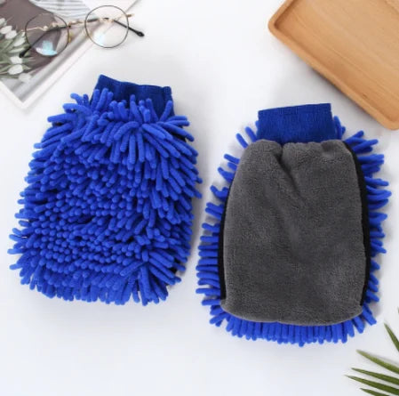 1PCS Waterproof Car Wash Microfiber Chenille Gloves Thick Car Cleaning Mitt Wax Detailing Brush Auto Care Double-faced Glove