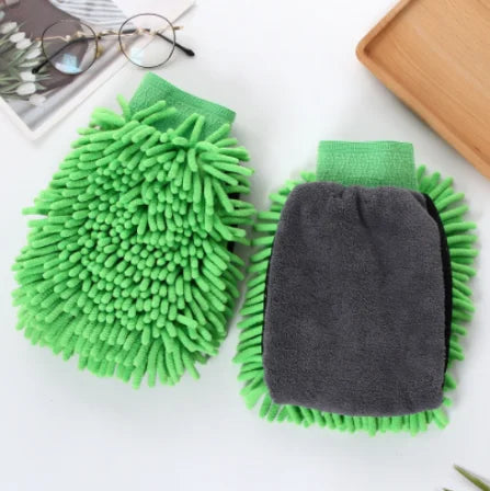 1PCS Waterproof Car Wash Microfiber Chenille Gloves Thick Car Cleaning Mitt Wax Detailing Brush Auto Care Double-faced Glove