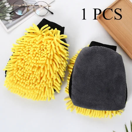 1PCS Waterproof Car Wash Microfiber Chenille Gloves Thick Car Cleaning Mitt Wax Detailing Brush Auto Care Double-faced Glove